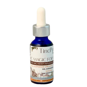 TincPure HIC Magic for Animals tincture bottle, pet-safe hemp-infused formula in 1oz size